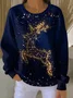 Women Christmas Crew Neck Printing Casual Spring/Fall Long Sleeve Sweatshirt