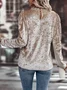 Women Plain Long Sleeve Tee T-shirt Crew Neck Split Joint Vintage Spring/Fall Top