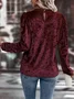 Women Plain Long Sleeve Tee T-shirt Crew Neck Split Joint Vintage Spring/Fall Top