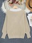 Women Plain Split Joint Winter Street Long Sleeve V Neck Sweater