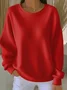 Women Plain Crew Neck Printing Casual Spring/Fall Long Sleeve Sweatshirt
