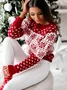 Women Plain Printing Winter Casual Long Sleeve Crew Neck Sweater