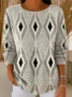 Women Abstract Printing Spring/Fall Casual Long Sleeve Crew Neck Sweater