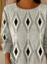 Women Abstract Printing Spring/Fall Casual Long Sleeve Crew Neck Sweater