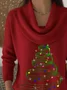 Women Christmas Printing Spring/Fall Casual Long Sleeve Cowl Neck Sweater