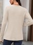 Women Plain Long Sleeve Tee T-shirt V Neck Split Joint Casual Spring/Fall Top