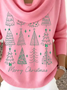 Women Christmas Printing Spring/Fall Casual Long Sleeve Cowl Neck Sweater