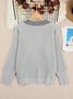 Women Plain Split Joint Winter Street Long Sleeve V Neck Sweater