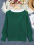 Women Plain Split Joint Winter Street Long Sleeve V Neck Sweater