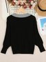Women Plain Split Joint Winter Street Long Sleeve V Neck Sweater