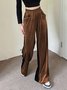 Women Color Block Long Elastic Waist Pants Casual Spring/Fall Trousers