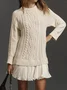 Women Geometric Long Sleeve Autumn Jacquard Dress Crew Neck Daily Sexy Mini Sweater A-Line Dress