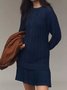 Women Geometric Long Sleeve Autumn Jacquard Dress Crew Neck Daily Sexy Mini Sweater A-Line Dress