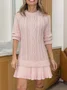 Women Geometric Long Sleeve Autumn Jacquard Dress Crew Neck Daily Sexy Mini Sweater A-Line Dress