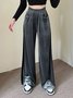 Women Color Block Long Elastic Waist Pants Casual Spring/Fall Trousers