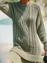 Women Geometric Long Sleeve Autumn Jacquard Dress Crew Neck Daily Sexy Mini Sweater A-Line Dress