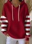 Women Striped Spring/Fall Printing Long Sleeve Casual Daily Hoodie