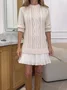 Women Geometric Long Sleeve Autumn Jacquard Dress Crew Neck Daily Sexy Mini Sweater A-Line Dress