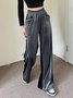 Women Color Block Long Elastic Waist Pants Casual Spring/Fall Trousers