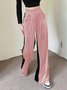 Women Color Block Long Elastic Waist Pants Casual Spring/Fall Trousers