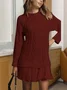 Women Geometric Long Sleeve Autumn Jacquard Dress Crew Neck Daily Sexy Mini Sweater A-Line Dress