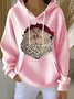 Women Santa Claus Spring/Fall Printing Long Sleeve Casual Daily Hoodie