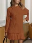 Women Geometric Long Sleeve Autumn Jacquard Dress Crew Neck Daily Sexy Mini Sweater A-Line Dress