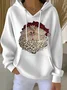 Women Santa Claus Spring/Fall Printing Long Sleeve Casual Daily Hoodie