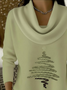 Women Christmas Printing Spring/Fall Casual Long Sleeve Cowl Neck Sweater
