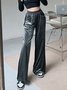 Women Color Block Long Elastic Waist Pants Casual Spring/Fall Trousers