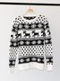 Women Snowflake Printing Winter Casual Long Sleeve Crew Neck Sweater