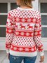 Women Snowflake Printing Winter Casual Long Sleeve Crew Neck Sweater