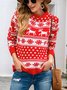 Women Snowflake Printing Winter Casual Long Sleeve Crew Neck Sweater
