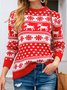 Women Snowflake Printing Winter Casual Long Sleeve Crew Neck Sweater