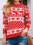 Women Snowflake Printing Winter Casual Long Sleeve Crew Neck Sweater
