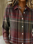 Women Plaid Printing Long Sleeve Shawl Collar Vintage Spring/Fall Cardigan Outerwear