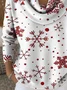 Women Christmas Printing Spring/Fall Casual Long Sleeve Cowl Neck Sweater