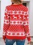 Women Snowflake Printing Winter Casual Long Sleeve Crew Neck Sweater