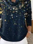 Women Star Printing Spring/Fall Casual Long Sleeve Cowl Neck Sweater