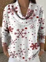 Women Christmas Printing Spring/Fall Casual Long Sleeve Cowl Neck Sweater