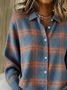 Women Plaid Printing Long Sleeve Shawl Collar Vintage Spring/Fall Cardigan Outerwear