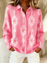 Women Abstract Printing Long Sleeve Shawl Collar Vintage Spring/Fall Cardigan Outerwear