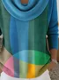 Women Abstract Printing Spring/Fall Casual Long Sleeve Cowl Neck Sweater