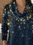 Women Star Printing Spring/Fall Casual Long Sleeve Cowl Neck Sweater