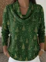 Women Christmas Printing Spring/Fall Casual Long Sleeve Cowl Neck Sweater