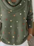 Women Polka Dots Printing Spring/Fall Casual Long Sleeve Cowl Neck Sweater
