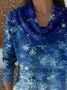 Women Christmas Printing Spring/Fall Casual Long Sleeve Cowl Neck Sweater