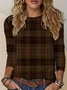 Women Plaid Long Sleeve Tee T-shirt Crew Neck Printing Casual Spring/Fall Graphic Tee Top