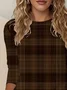 Women Plaid Long Sleeve Tee T-shirt Crew Neck Printing Casual Spring/Fall Graphic Tee Top