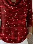 Women Christmas Printing Spring/Fall Casual Long Sleeve Cowl Neck Sweater